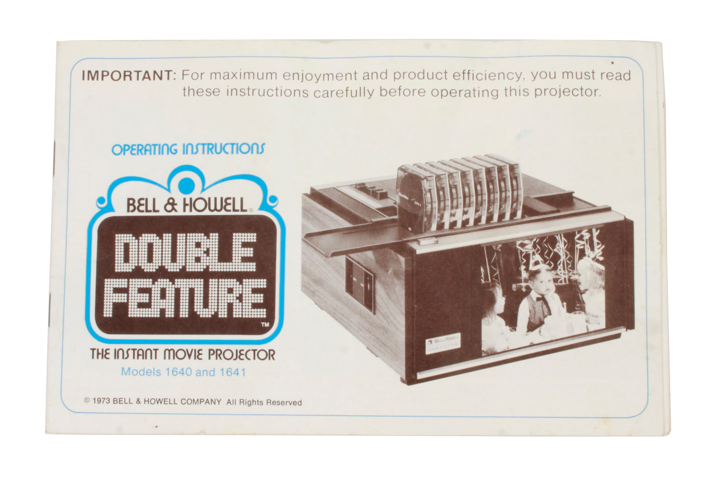 Bell & Howell Manual Double Feature Movie Projector 1640/1641 -