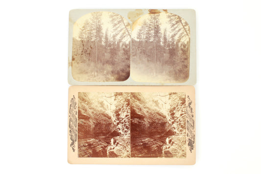 Stereoview (2) Imperial Rainbow Falls & Spokane Washington