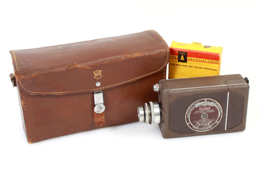 Bell &amp; Howell Filmo 16mm Movie Camera w/ Film Cassette & Original Leather Case