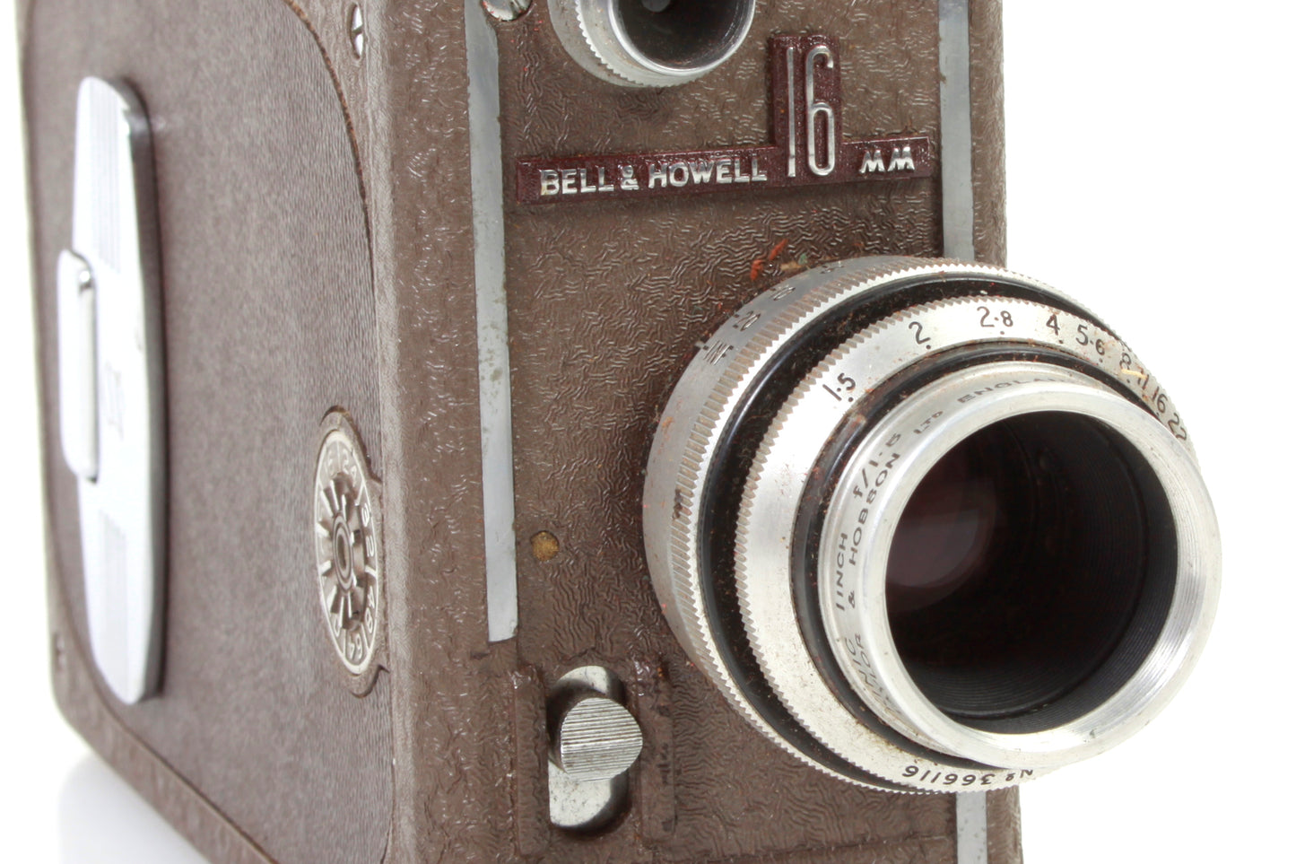 Bell &amp; Howell Filmo 16mm Movie Camera w/ Film Cassette & Original Leather Case