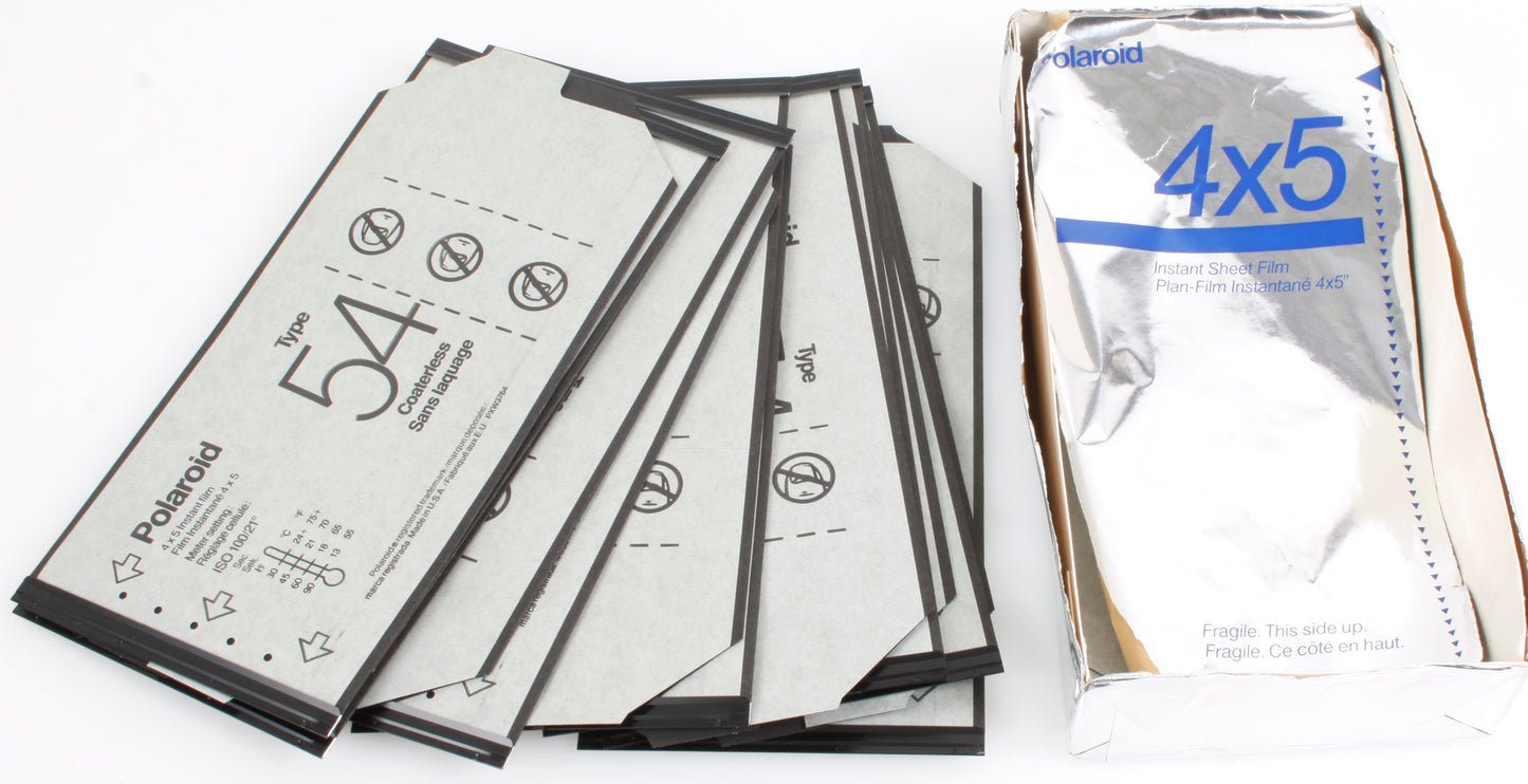 Polaroid Type 54 B&W 15 Sheets Film Opened Box ISO 100 4x5 Exp Aug 94