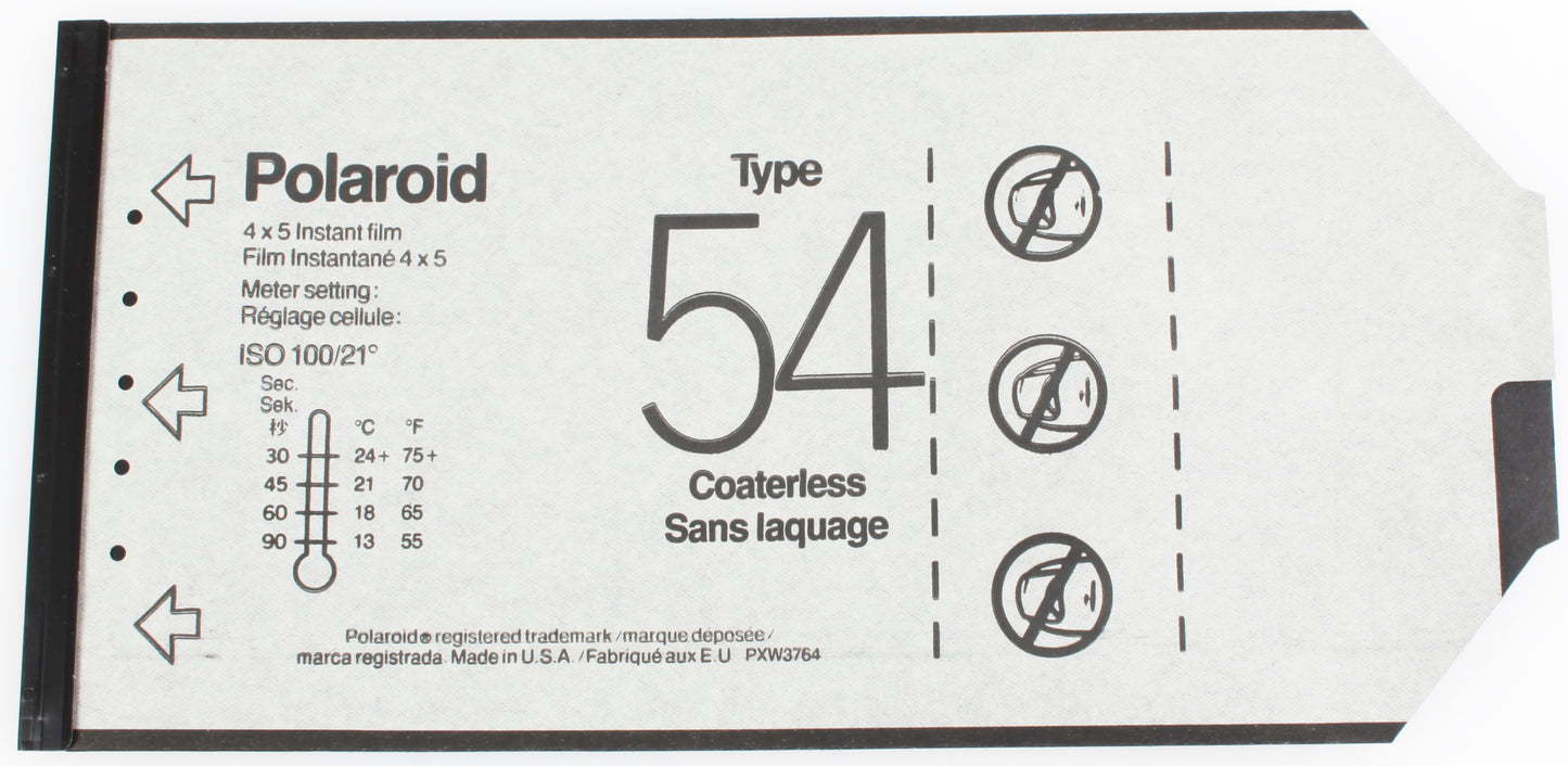 Polaroid Type 54 B&W 15 Sheets Film Opened Box ISO 100 4x5 Exp Aug 94