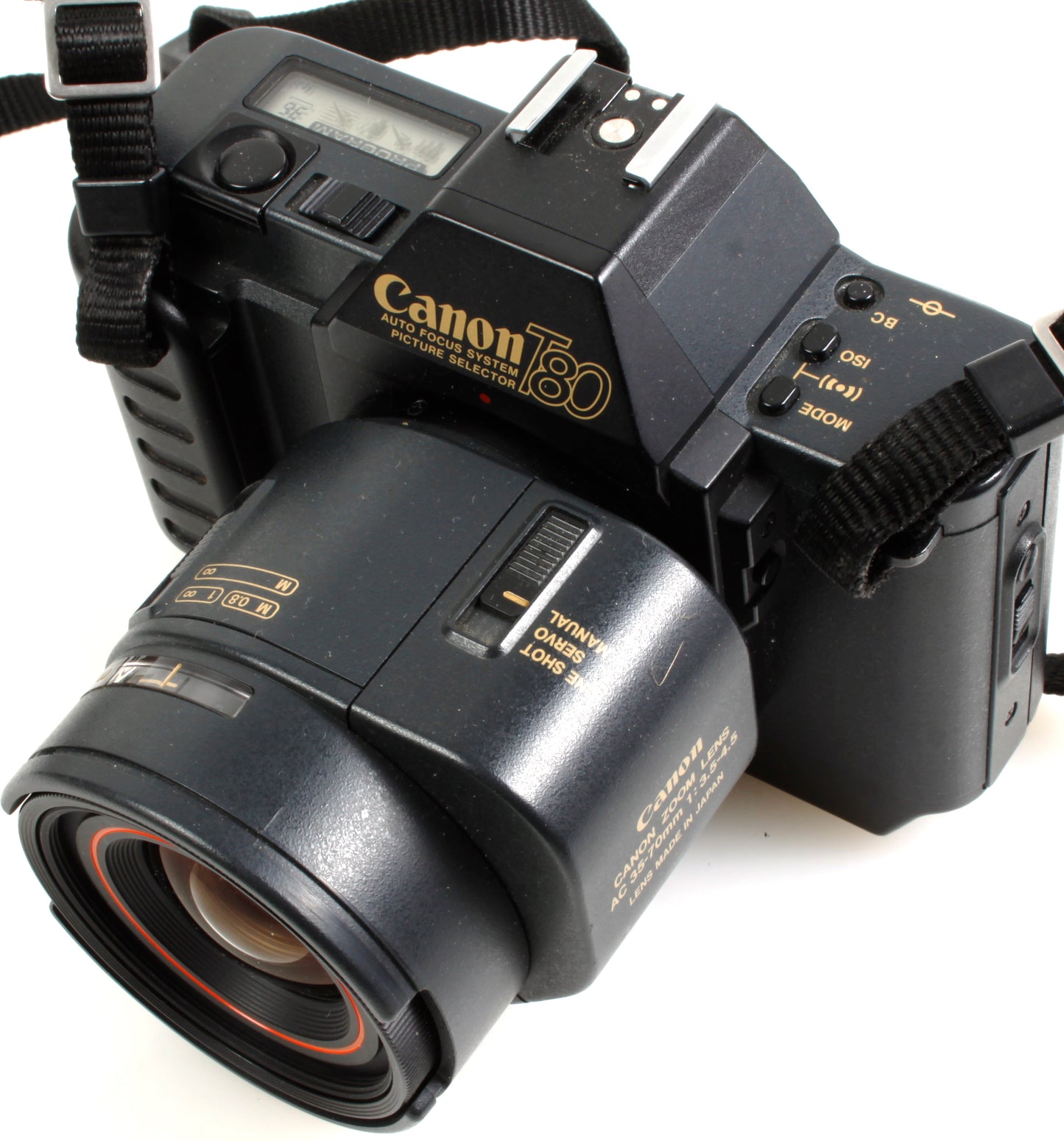 Canon T80 35mm SLR AF Film Camera w/ 2 Lenses, Flash, Command Back