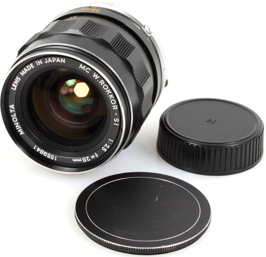 Minolta MD 28mm f/2.5 Lens w/ Metal Screw Cap Wide Angle Film Lens