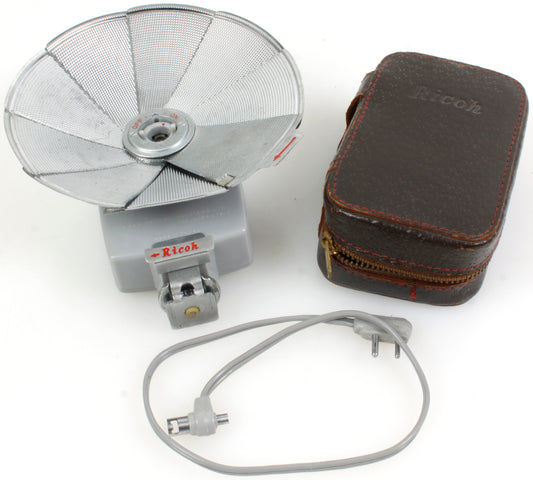 Ricoh Vintage Fan Flash w/ Cord, Case for Ricoh Five-One-Nine