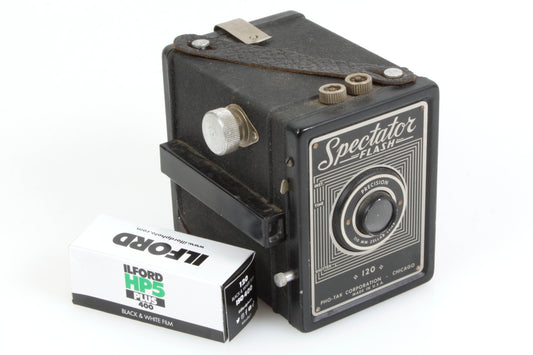 Pho-Tak Spectator Art Deco Medium Format Camera w Film
