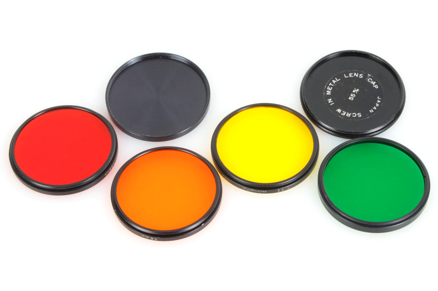 55mm Black & White Filter Set of 4 - Red/Yellow/Orange/Green w Front/Back Covers
