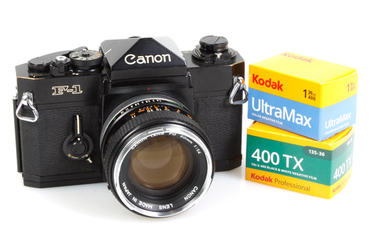 Canon Original F-1 w/ 50mm F1.4 Lens, Meter/Shutter Works, w/ Film