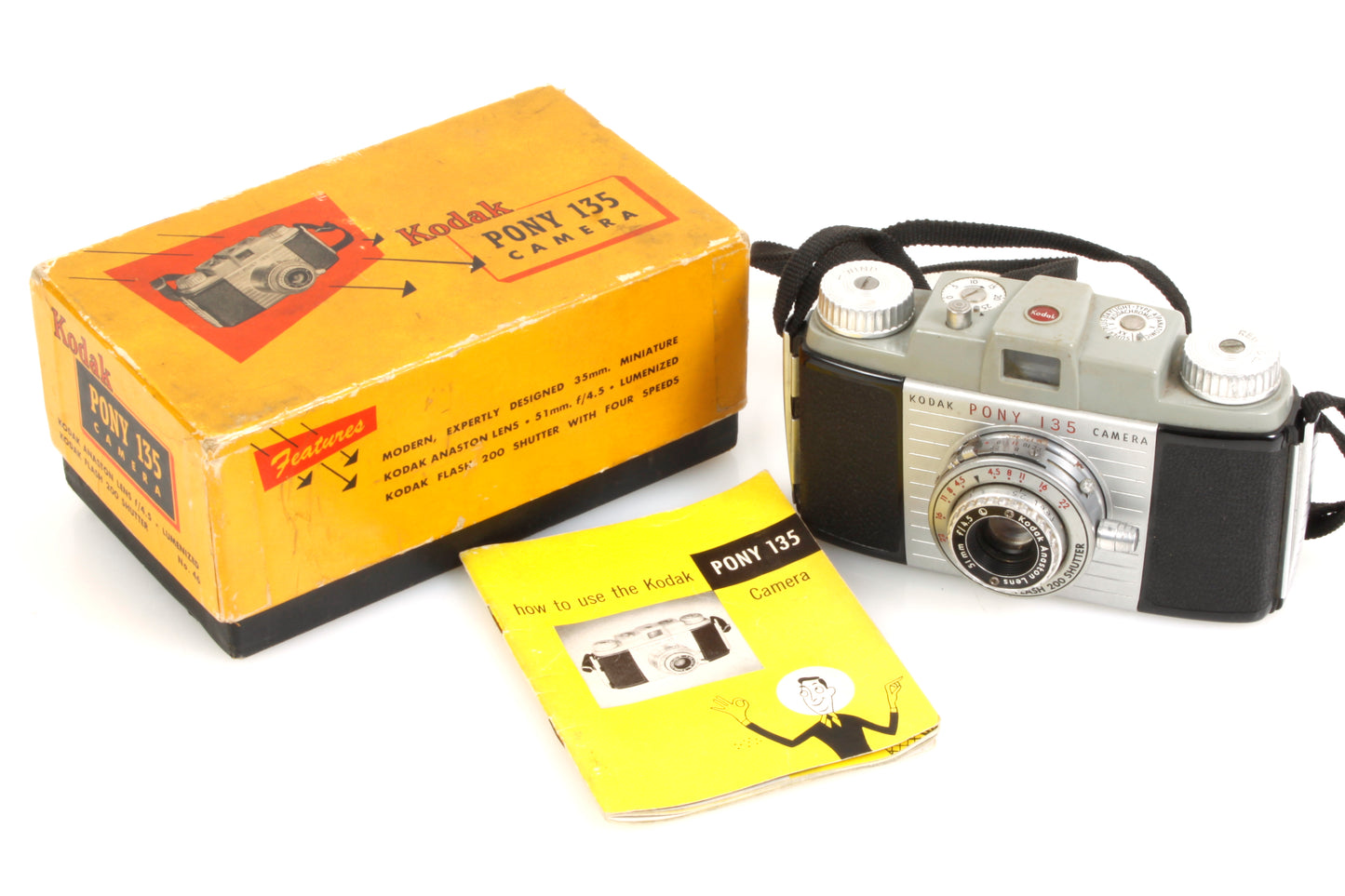Kodak Pony 135 Camera in Box w/ Manual - Prop or Display Only
