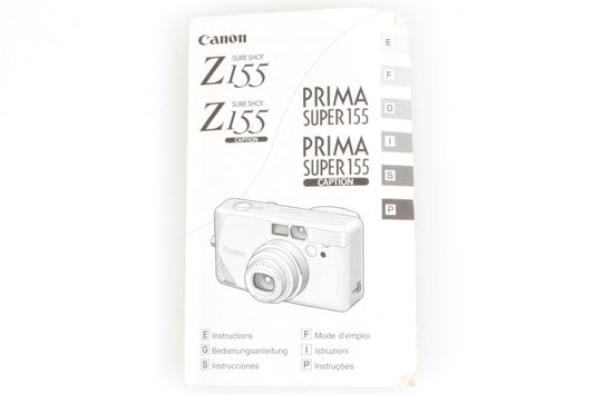 Canon Sure Shot Z155 / Prima Super 155 Instruction Manual
