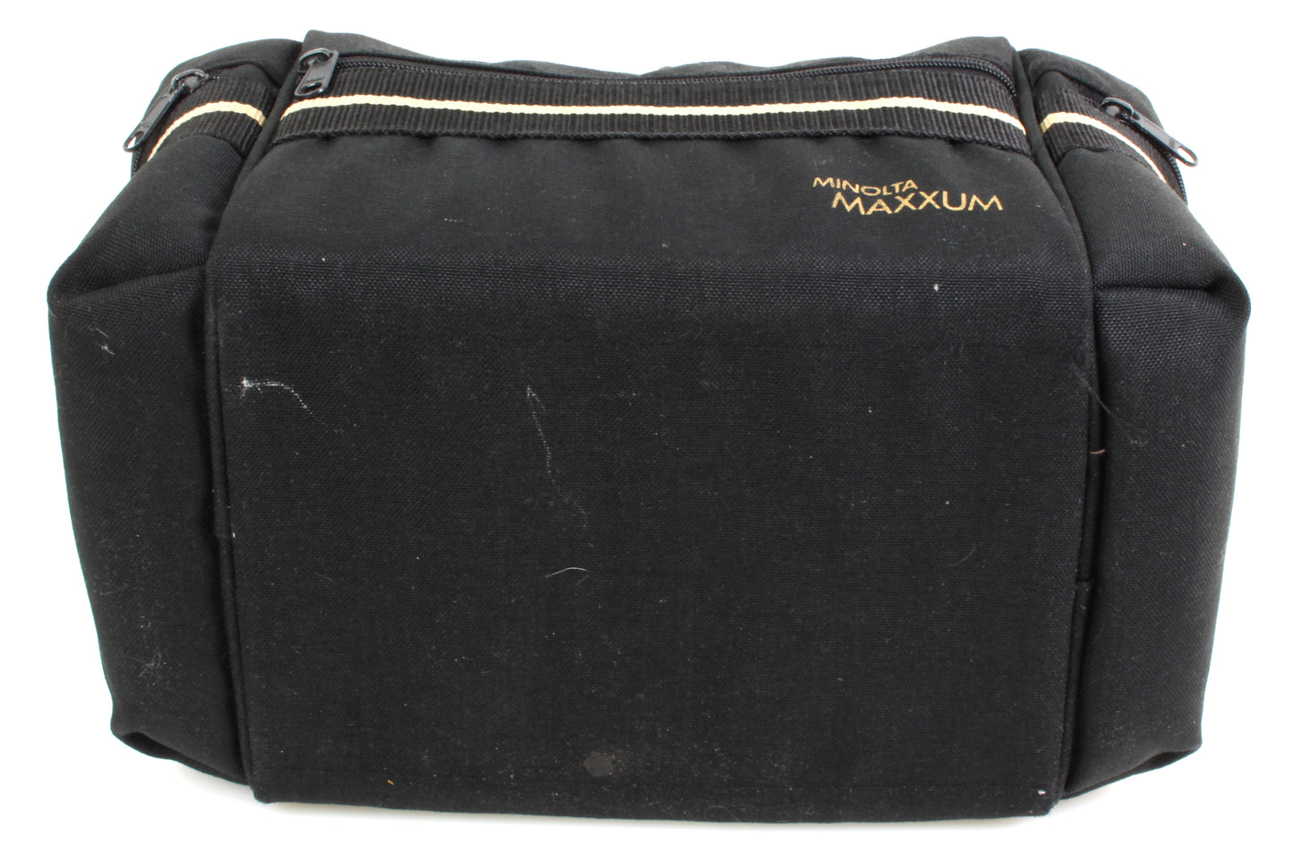 Minolta Maxxum Camera Bag Black w Tan Pinstripe 1980s