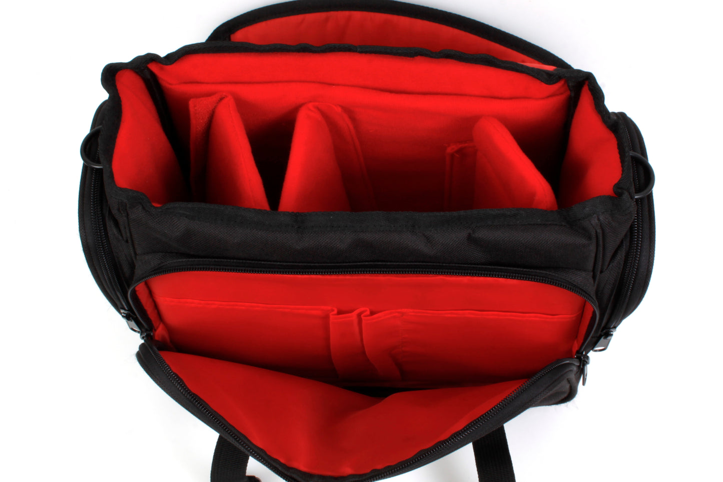 Vintage Black Camera Bag w/ Red Inside & Shoulder Strap