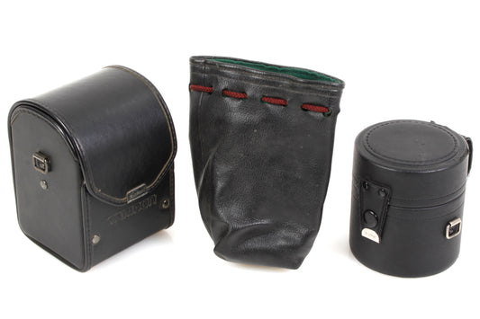Vintage Camera Lens Cases Hard/Soft Wide Angle/50mm - Set of 3