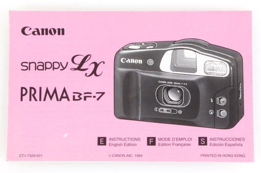Canon Snappy LX / Prima BF-7 Manual FREE SHIPPING