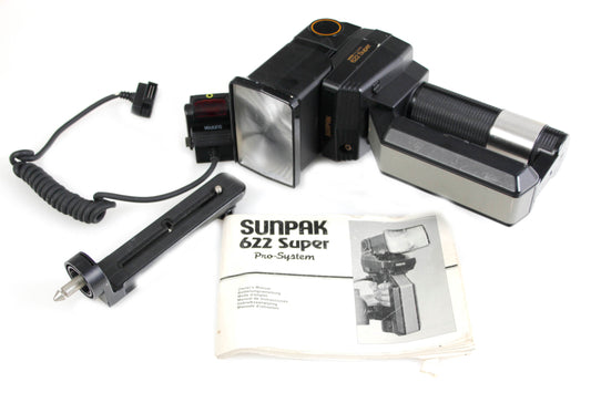 Sunpak 622 Super Pro Flash System with Bracket and Manual WORKS
