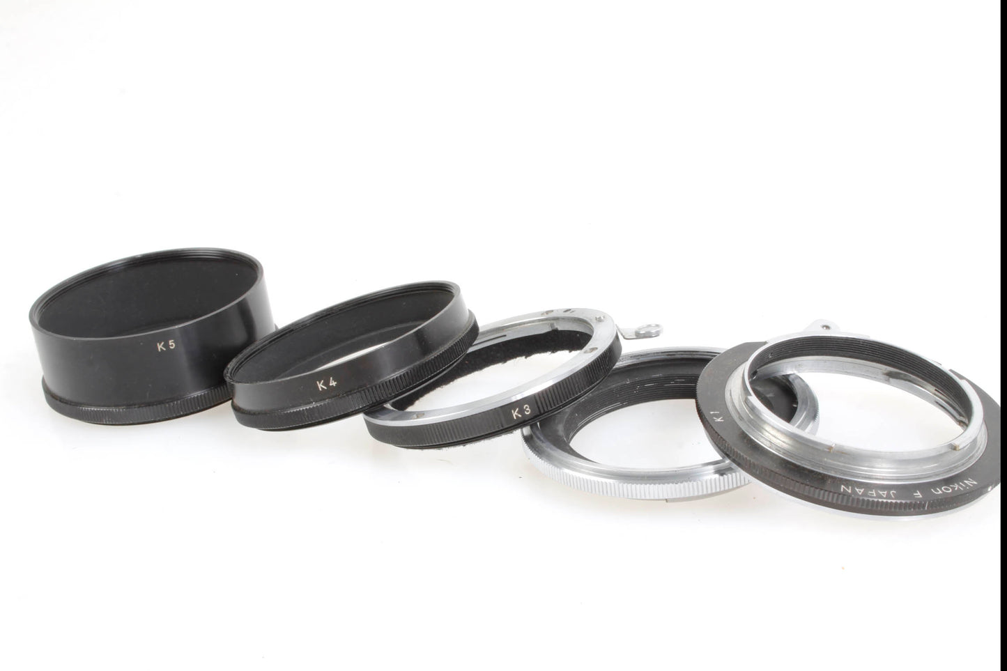 Nikon F Nikkor K1-5 Extension Ring Adapters w/ Case