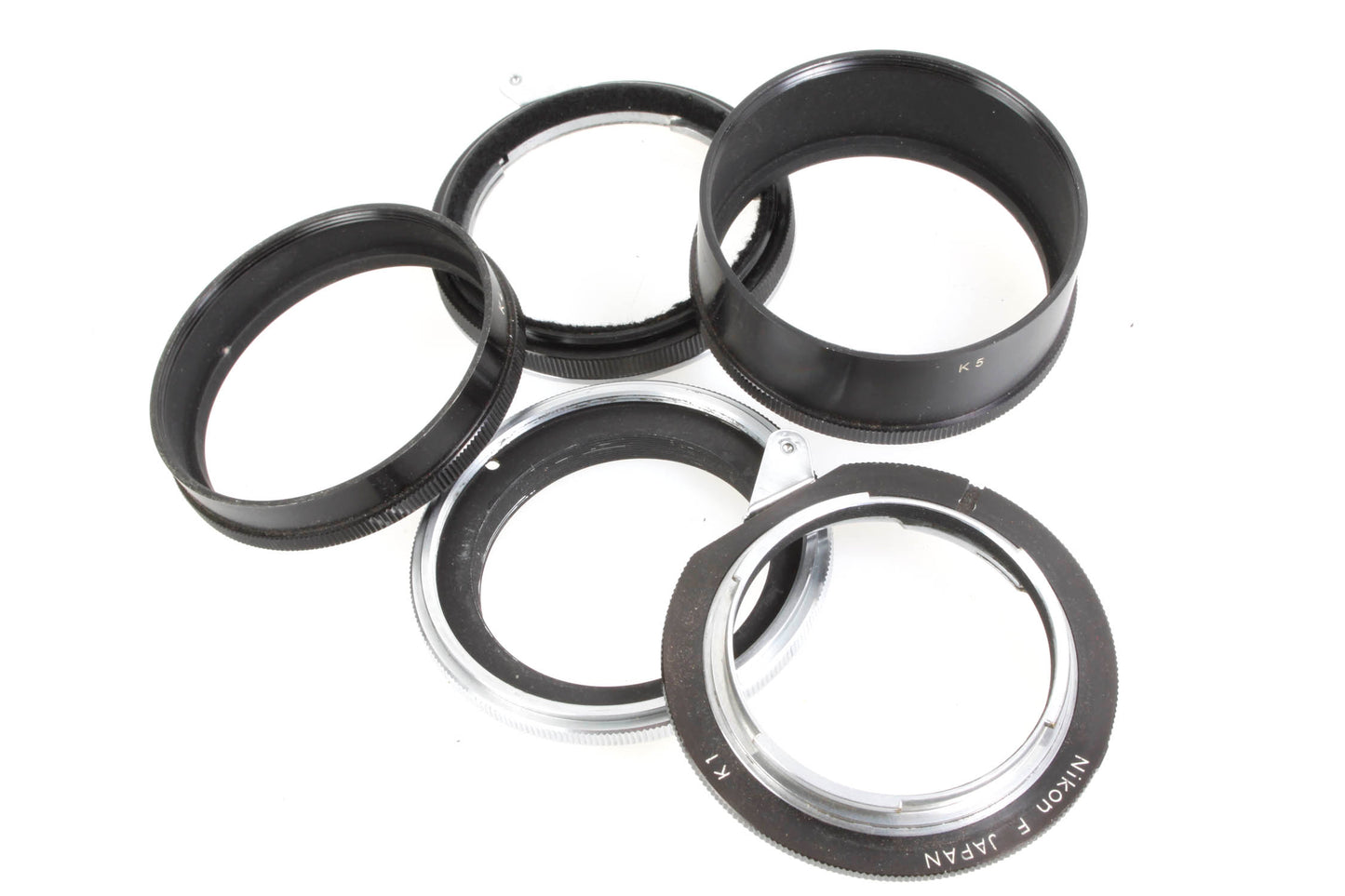 Nikon F Nikkor K1-5 Extension Ring Adapters w/ Case