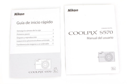 Nikon Coolpix S570 Camera Manual + Spanish Manual