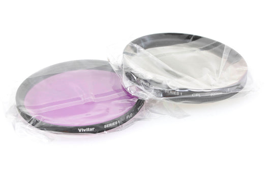 Vivitar 58mm Filters (2) CPL & FLD with Soft Case