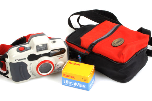 Canon Sure Shot A1 Underwater 35mm Camera w/ 32mm F3.5 Lens + Film + Case