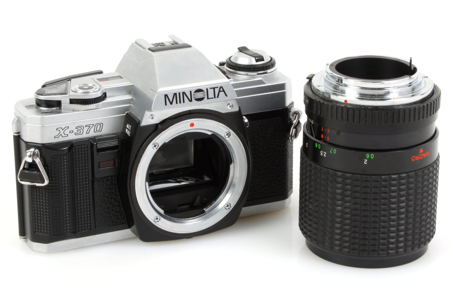 Minolta X-370 Film Camera w/ Wide Angle to Portrait Lens + Film
