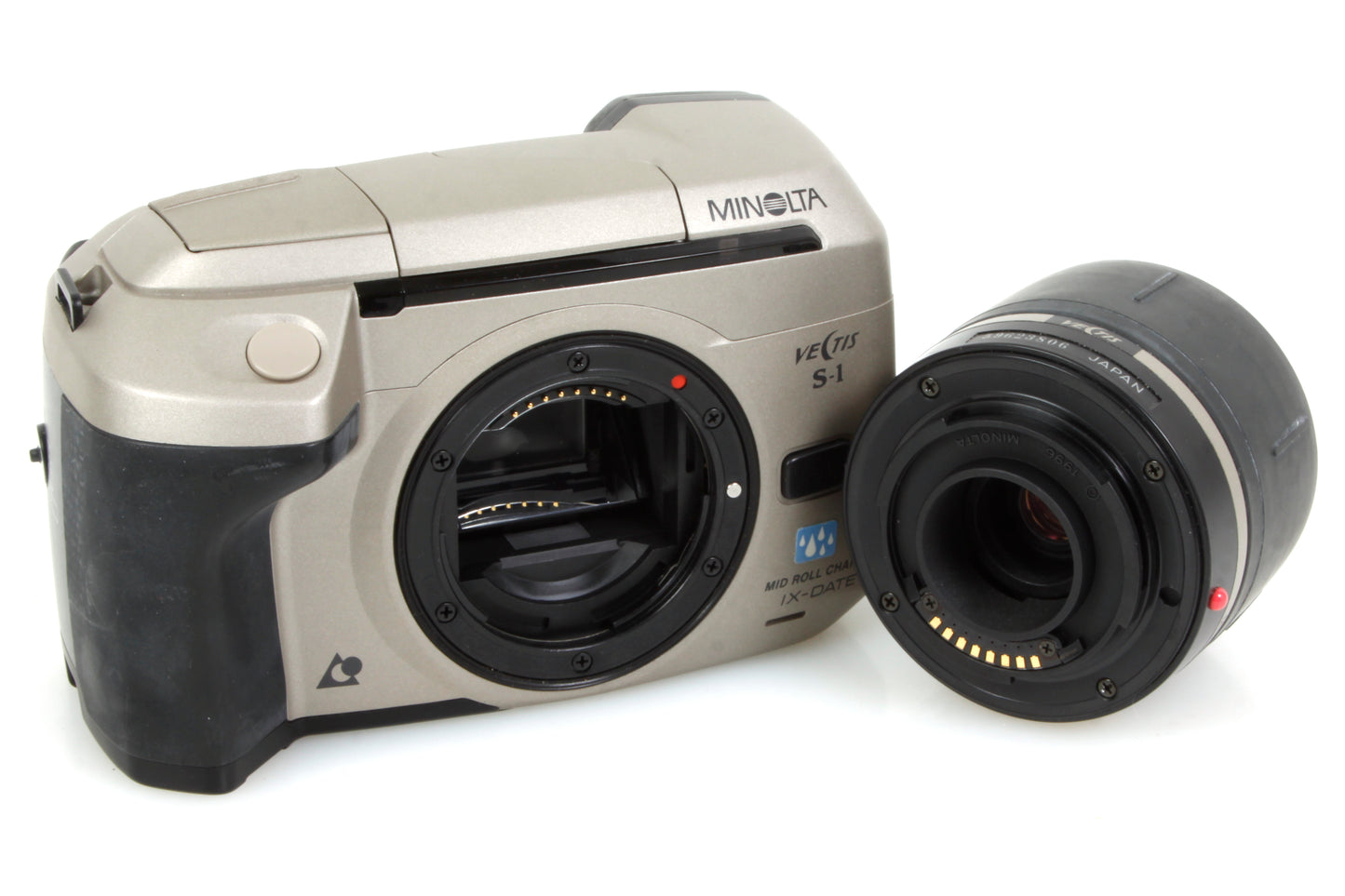 Minolta Vectis S-1 APS SLR Wide Angle Panoramic Lens 28-56mm w Film & Manual