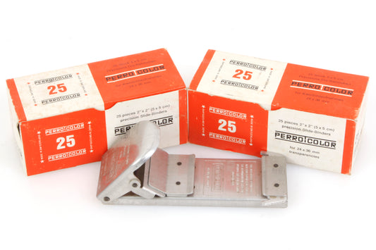 Perro Color 35mm Slide Mounts (50) w/ Glass & Mounting Locking Clamp