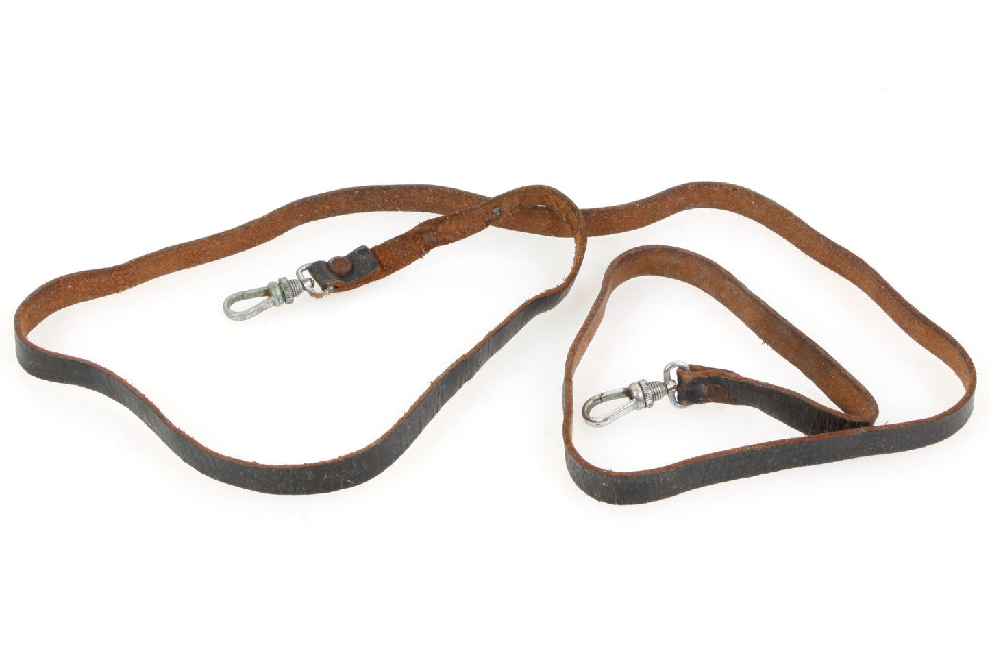 Camera Strap Black Leather w/ Safety Clips 1970s