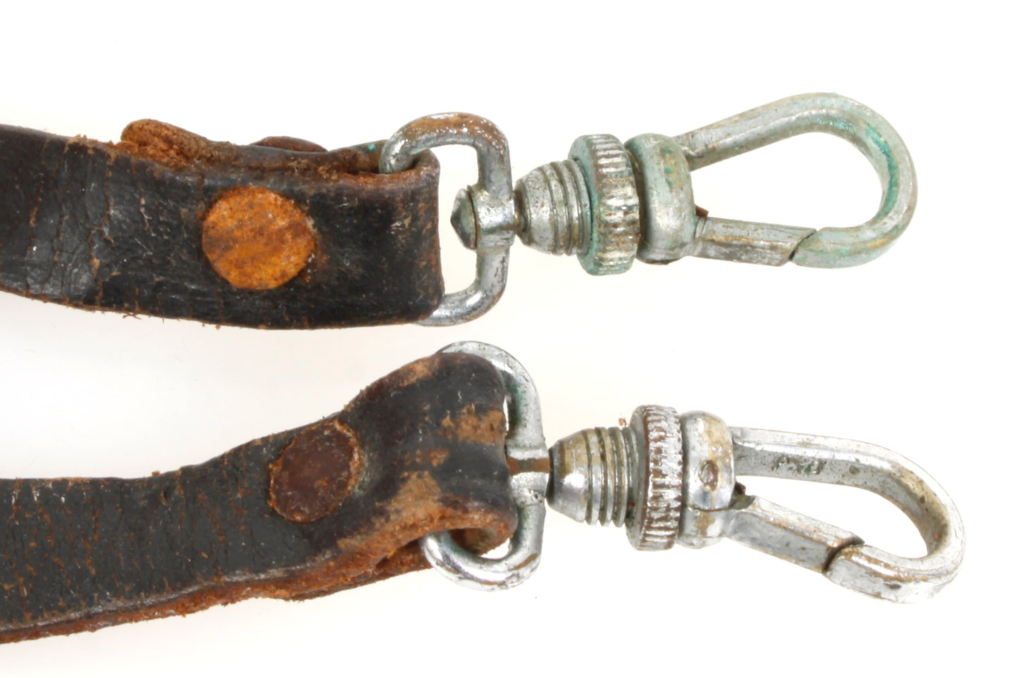 Camera Strap Black Leather w/ Safety Clips 1970s