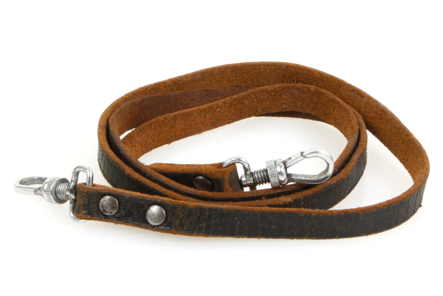 Vintage Black Leather Camera Strap w/ Safety Clips