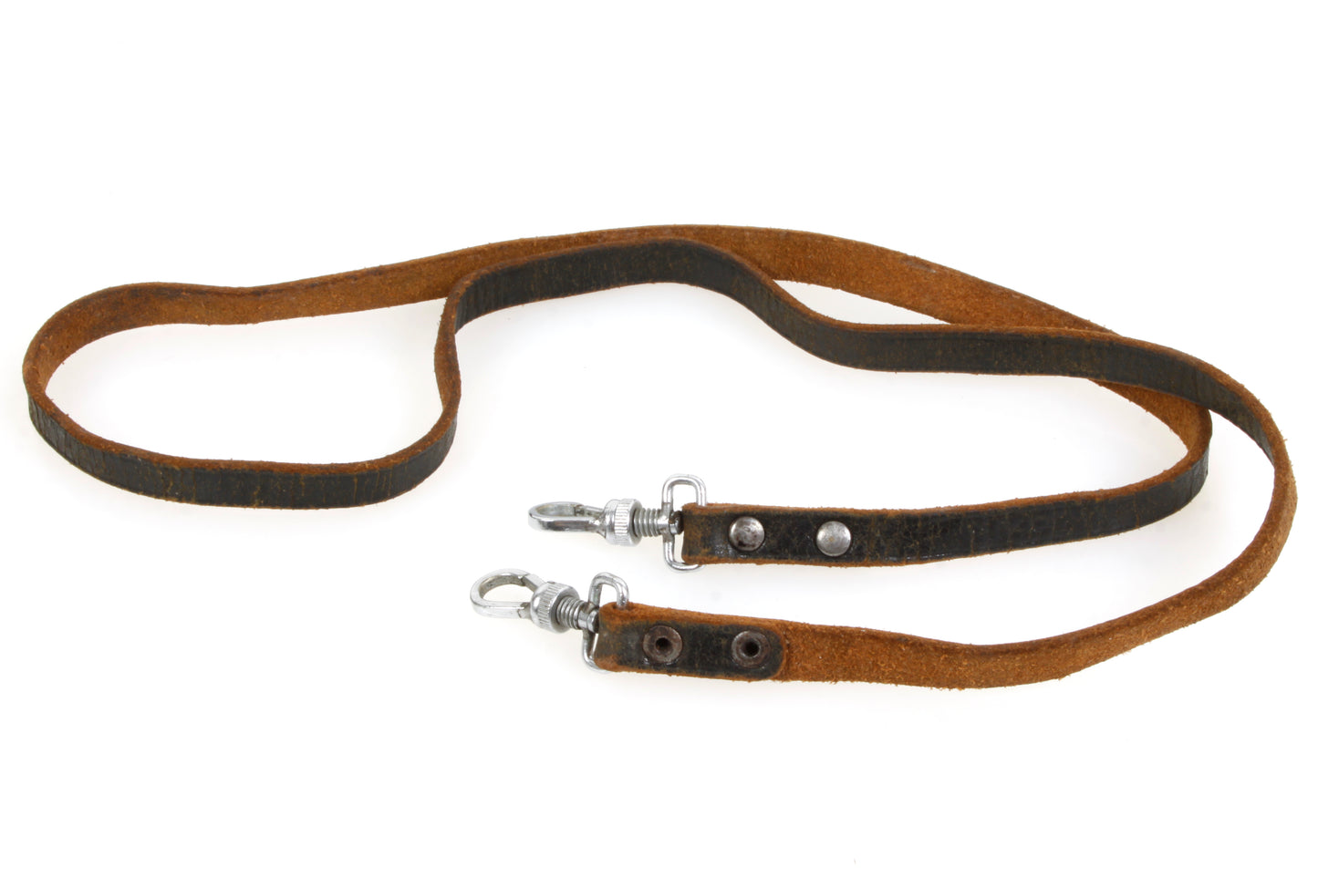 Vintage Black Leather Camera Strap w/ Safety Clips