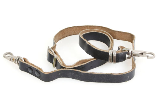 Vintage Camera Strap Black Leather w/ Locking Clips