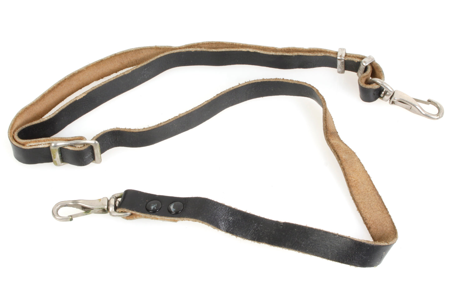 Vintage Camera Strap Black Leather w/ Locking Clips