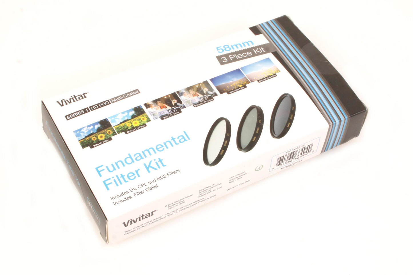 Vivitar Filter Kit 58mm Includes UV, CPL, ND8 and Filter Wallet