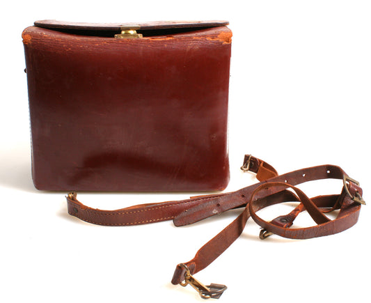Vintage Camera Bag//1940s Leather Bag//Carrying Case