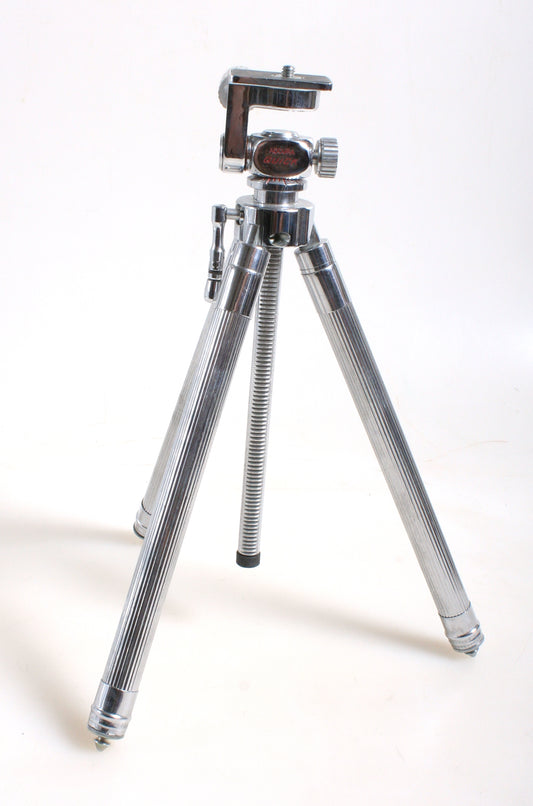 TRIPOD COMPACT CHROME LEVEL/ BALL HEAD VINTAGE 1960S 12-48 INCH