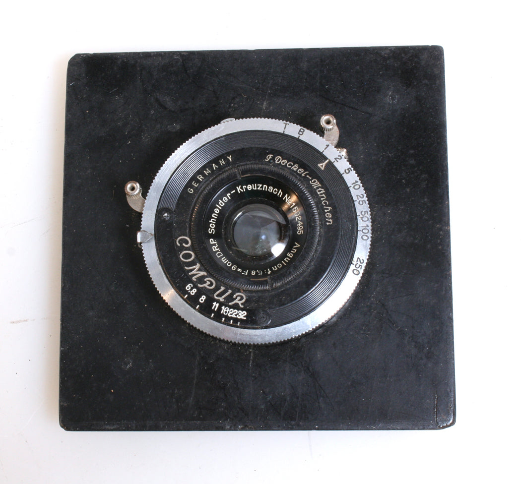 EARLY SCHNEIDER ANGULON 9CM, 90MM F/6.8 WIDE ANGLE LENS ON BOARD