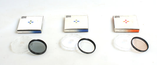 HOYA 55MM FILTERS (3) POLARIZER, DIFFUSER, 81A IN BOXES