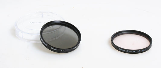 58MM FILTERS CANON SKY 1-A AND POLARIZER SET OF 2