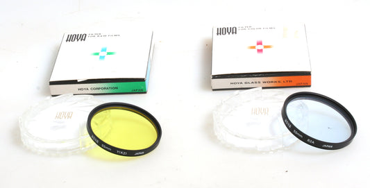 55MM HOYA FILTER (2) YELLOW,  BLUE NEW SET OF 2