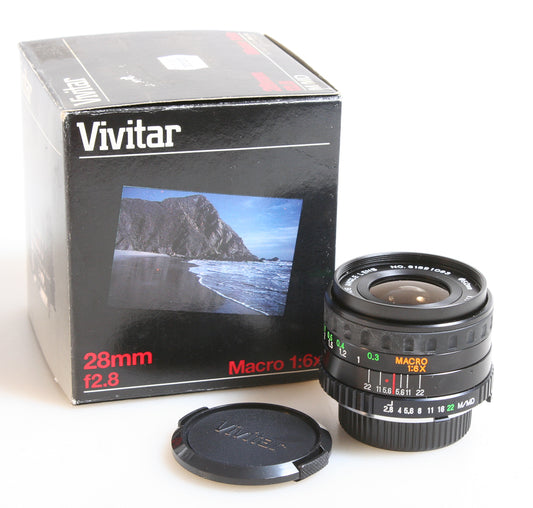 28MM F 2.8 MACRO 1:6X FOR MINOLTA MD GREAT FOR MICRO 4/3 CAMERAS, NEW IN BOX