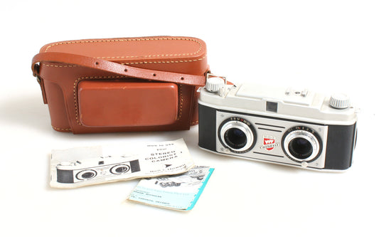 STEREO CAMERA WITH LEATHER CASE AND MANUAL