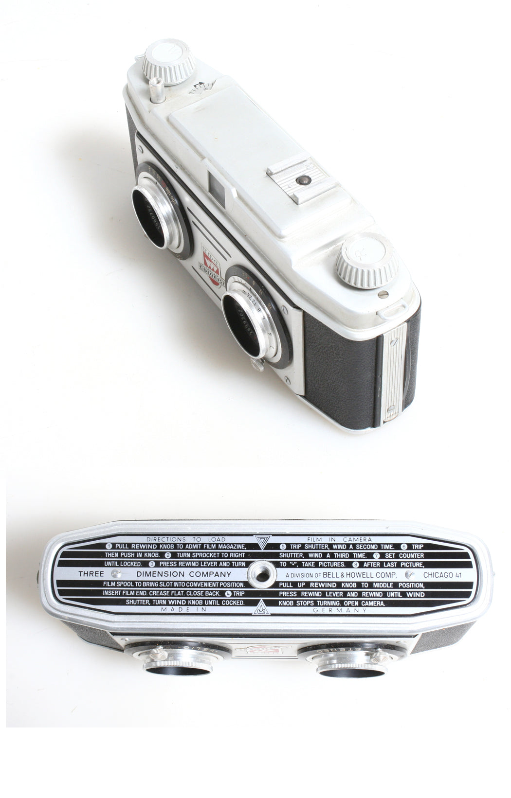 STEREO CAMERA WITH LEATHER CASE AND MANUAL