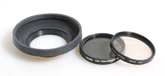 52MM HOOD, UV, POLARIZER FILTERS SET OF 3