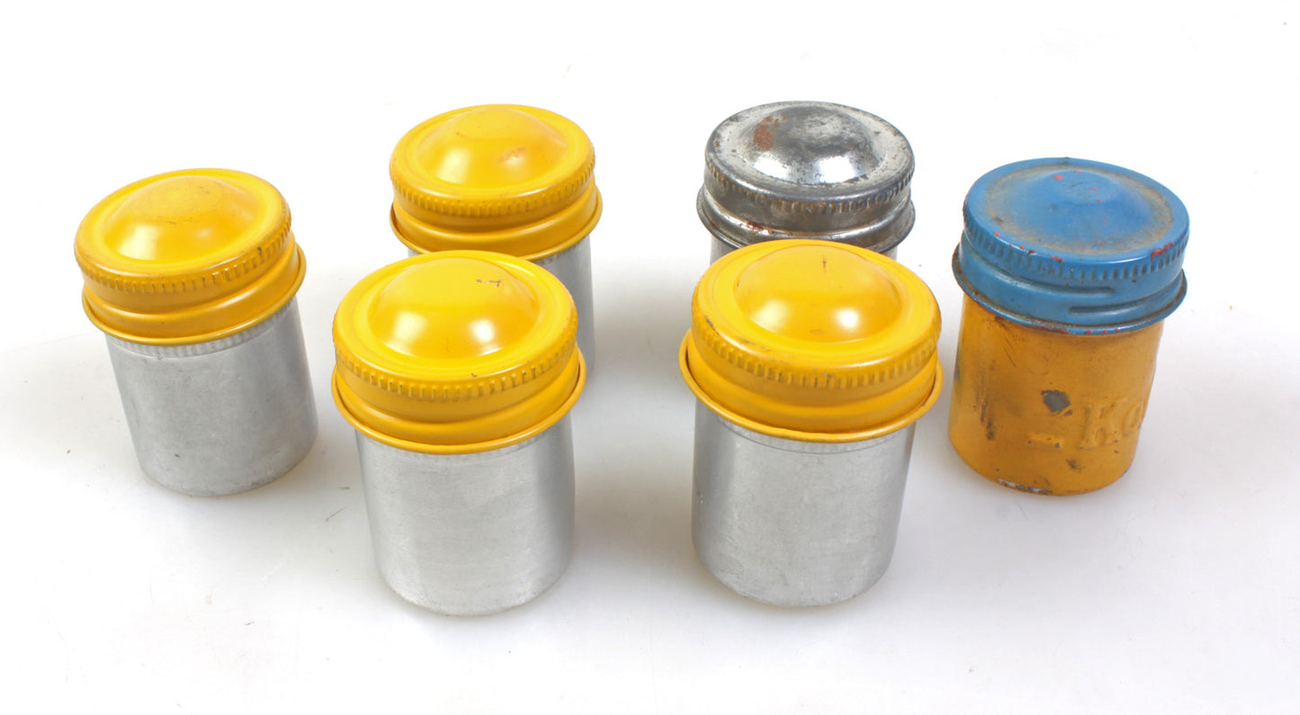 Kodak Tin Film Cans, Set of 6//Metal Film can
