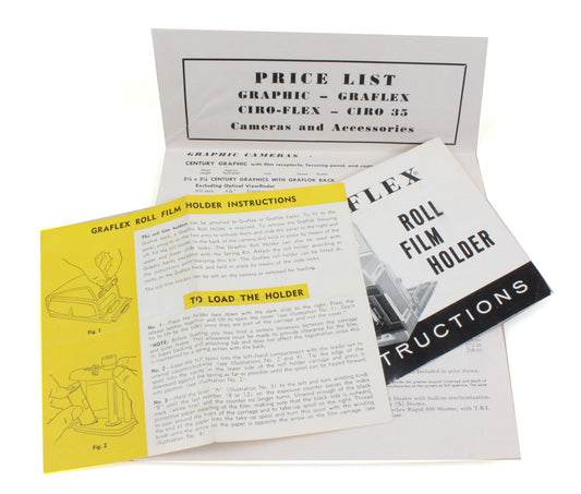 Grafflex 1952 Price List & Roll Film Holder Instructions