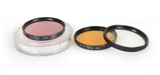 55MM FILTERS 85B ORANGE, UV, CFD SET OF 3