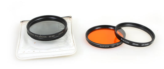 52MM FILTERS UV, ORANGE, POLARIZER SET OF 3