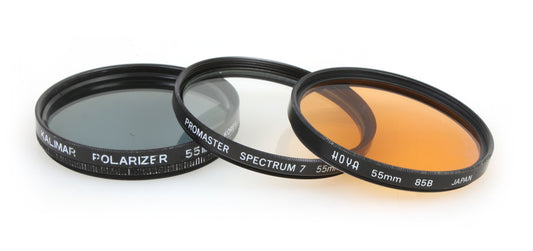 55MM FILTER UV, ORANGE, POLARIZER, SET OF 3