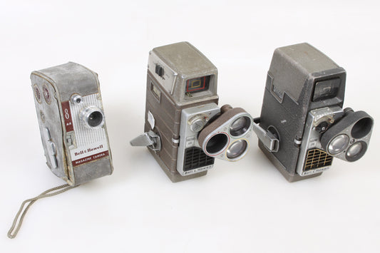 BELL AND HOWELL 8MM CINE/MOVIE CAMERA LOT OF 3 PARTS
